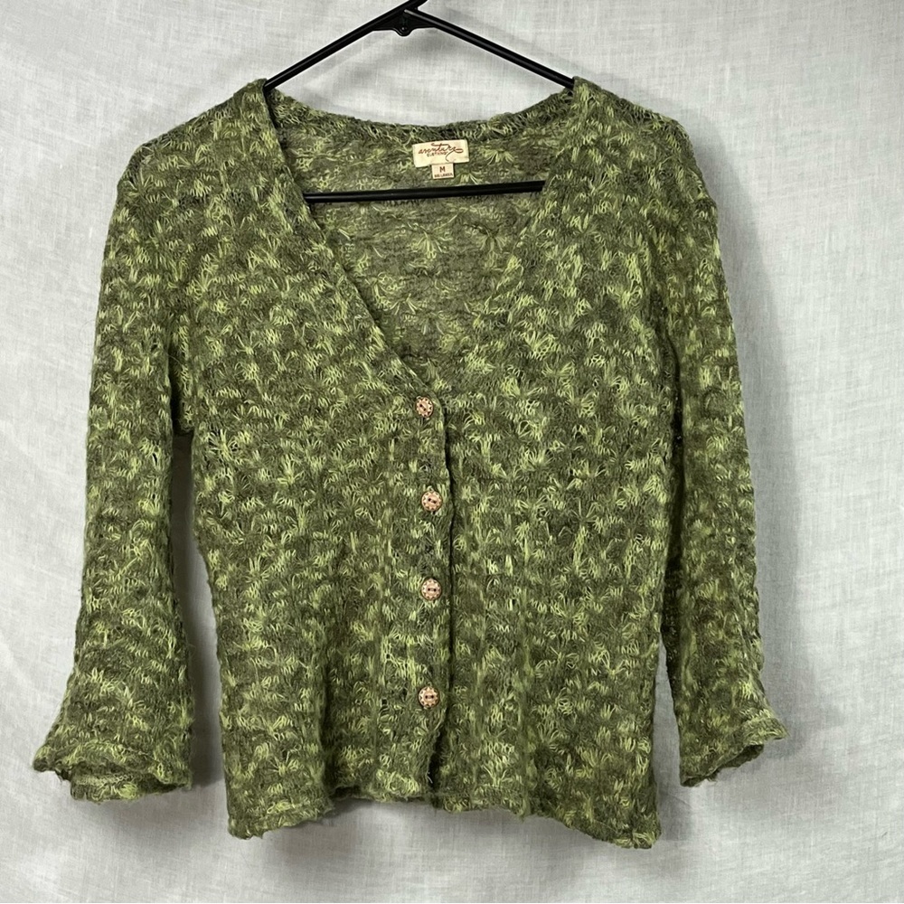 Aventura Clothing Crocheted Cropped Cardigan Women Med Sustainable Bell Sleeves